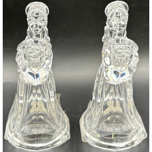 168 - Pair of Waterford Crystal Angel candleholders. 11cm tall.