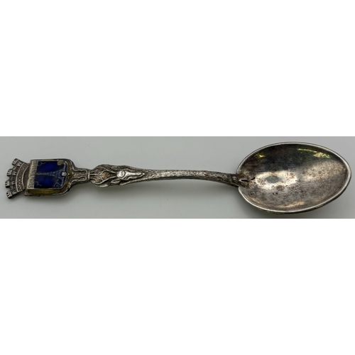 170 - Collection of 5 European silver & tourist spoons. Three of Dutch origin, one French & one likely Egy... 