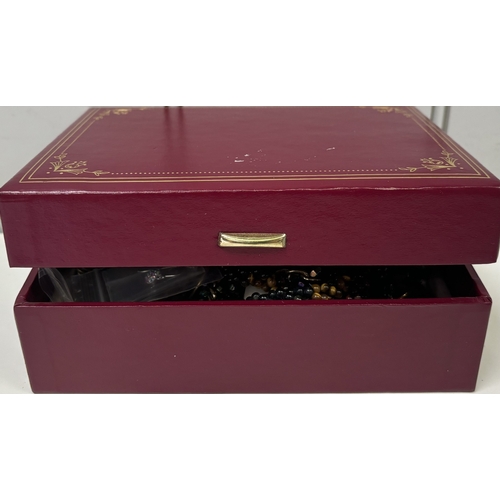 171 - Jewellery box full of silver & costume jewellery. To include 8 items of hallmarked silver ring/earri... 