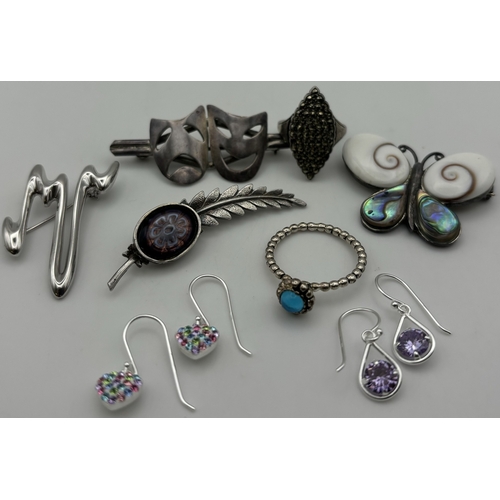 171 - Jewellery box full of silver & costume jewellery. To include 8 items of hallmarked silver ring/earri... 