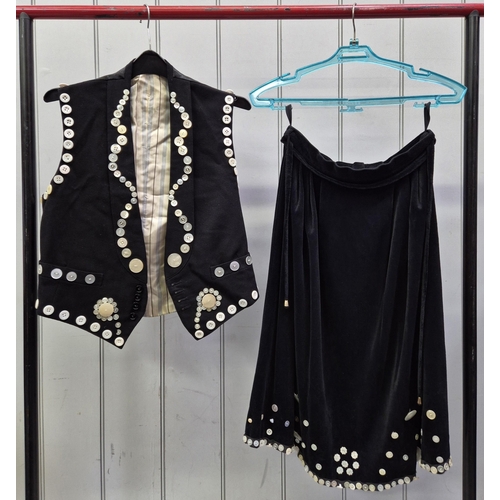 178 - Collection of 5 vintage Pearly Kings & Queens dressing up clothes. To include 3 waistcoats, hat & sk... 