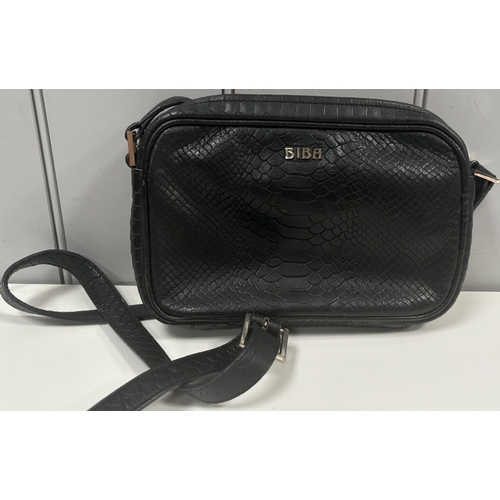 245 - Collection of 3 designer handbags. To include Biba (black faux alligator); Biba (Leopard print & Kin... 