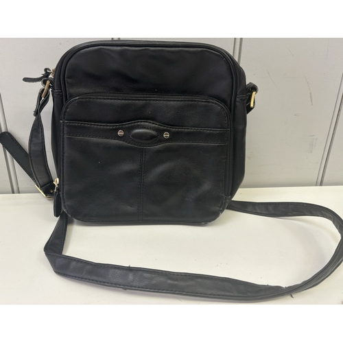 246 - Collection of 3 handbags. To include Radley brown & pink leather bag. Largest 16cm x 31cm.