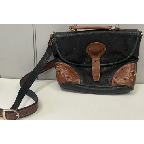 246 - Collection of 3 handbags. To include Radley brown & pink leather bag. Largest 16cm x 31cm.