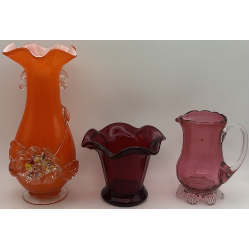 247 - Collection of 12 mixed vintage & contemporary glassware. To include vases, jugs, etc. Tallest 21cm.