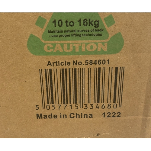 257 - Boxed/unopened Homebase Andorra outside round table & parasol set.