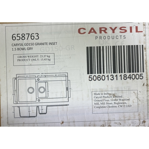 258 - Boxed/unopened Homebase Carysil GD150 inset kitchen bowl with boxed/unopened Homebase Leonie Twin Le... 