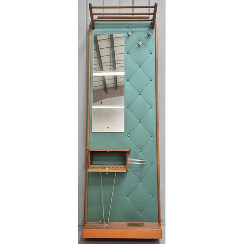 263 - Stunning mid-century teak hall stand, with padded back, single drawer, mirror, umbrella stand & hang... 
