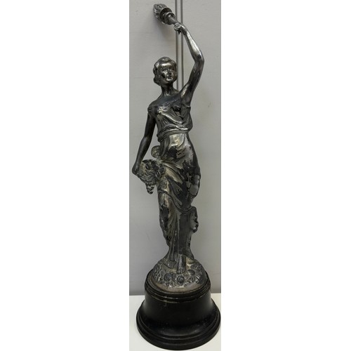 2671 - Pair of Art Nouveau style, cast metal figurines. Height 48cm.