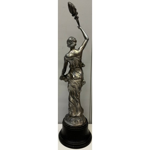 2671 - Pair of Art Nouveau style, cast metal figurines. Height 48cm.