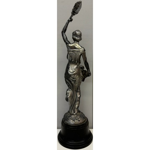 2671 - Pair of Art Nouveau style, cast metal figurines. Height 48cm.