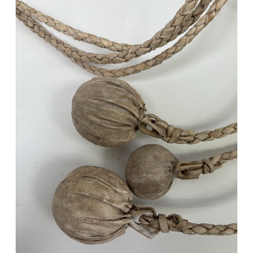 2717 - Vintage South American Bolas hunting weapon, with three cords.