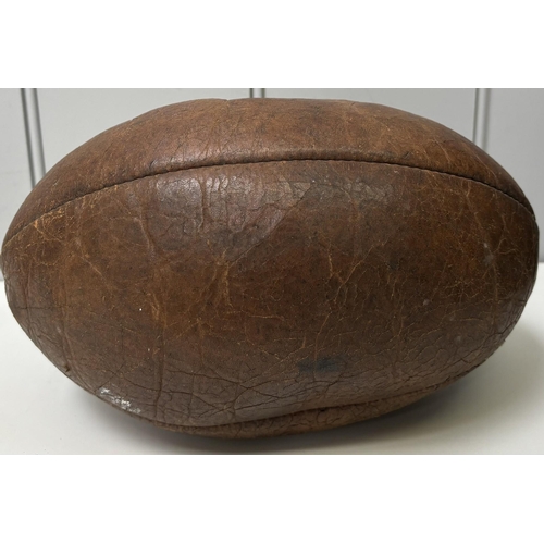 2721 - Vintage leather rugby ball & boots.
