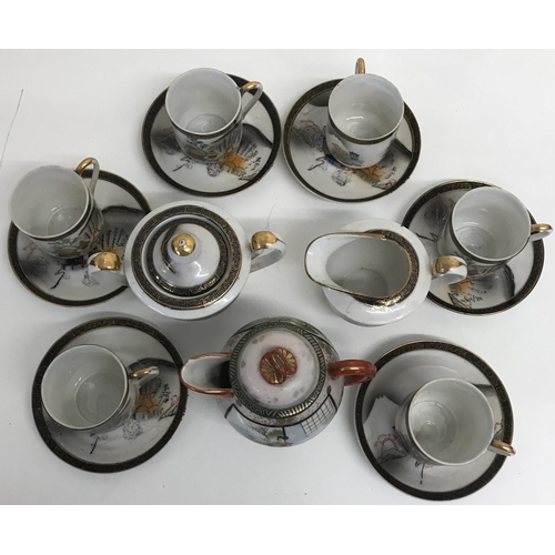 2754 - Japanese Kutani teapot, together with a vintage 14-piece lithophane Geisha tea set.
