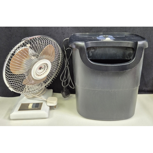285 - Fellowes P-45C shredder & Powerstretcher desk fan.