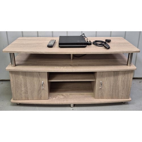 289 - Contemporary TV stand, together with a Tesco THDVD19 DVD player, complete with remote control. PAT t... 