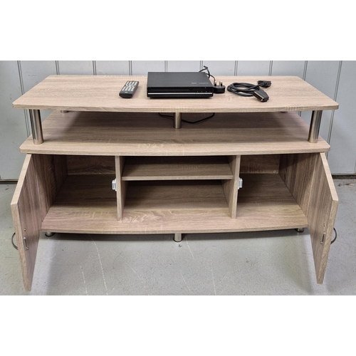 289 - Contemporary TV stand, together with a Tesco THDVD19 DVD player, complete with remote control. PAT t... 