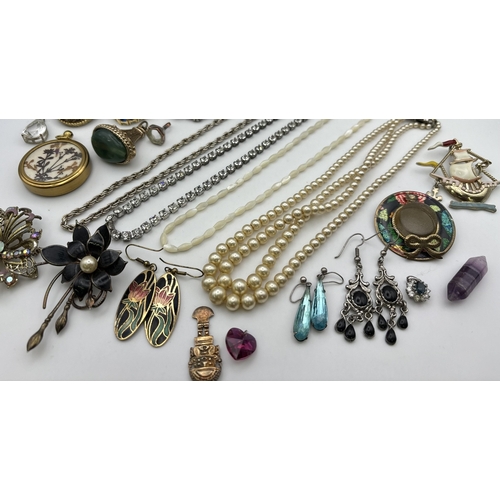 292 - Large selection of costume jewellery. To include CZ necklace, simulated pearl necklaces, Earrings, s... 