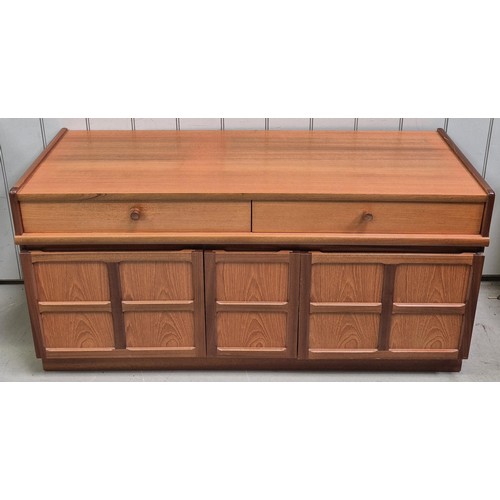 157 - Mid-century Nathan teak sideboard & side cabinet, with twin drawers over single cupboard.