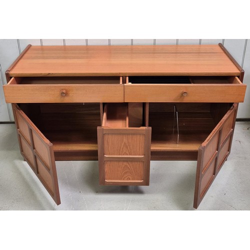 157 - Mid-century Nathan teak sideboard & side cabinet, with twin drawers over single cupboard.