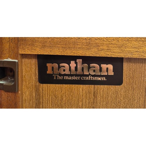 157 - Mid-century Nathan teak sideboard & side cabinet, with twin drawers over single cupboard.