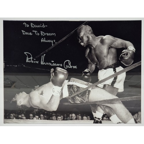 253 - Signed/Framed print of Robin Hurricane Carter (American middleweight boxer; 1937-2014), with certifi... 