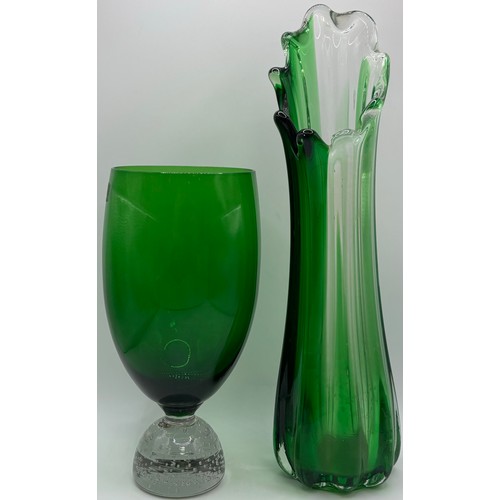 75 - Collection of 13 pieces of mid-century & later green glass decorative pieces. To include candy bowls... 