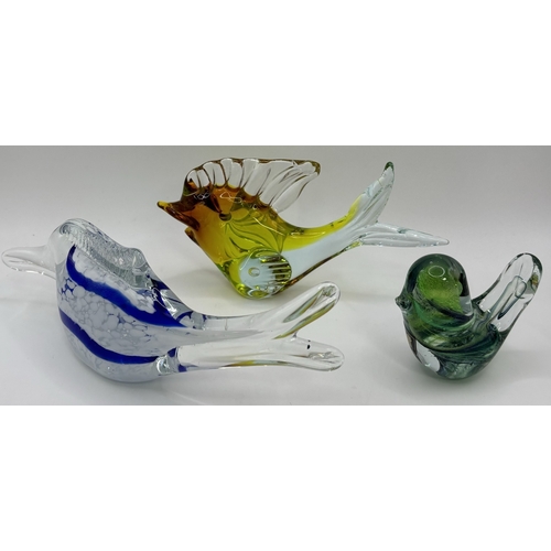 79 - Collection of 10 mid-century & later glass art figures. Tallest 20cm.