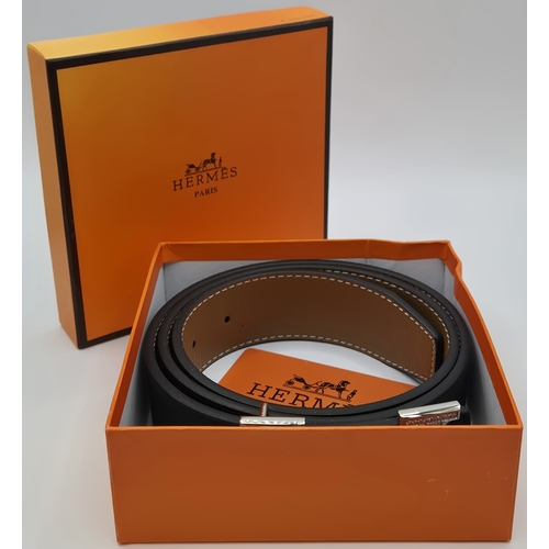 1704 - Hermes (Paris) - stunning leather belt, with 18K white gold & diamonds buckle.  Buckle weight approx... 