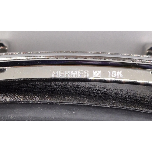 1704 - Hermes (Paris) - stunning leather belt, with 18K white gold & diamonds buckle.  Buckle weight approx... 