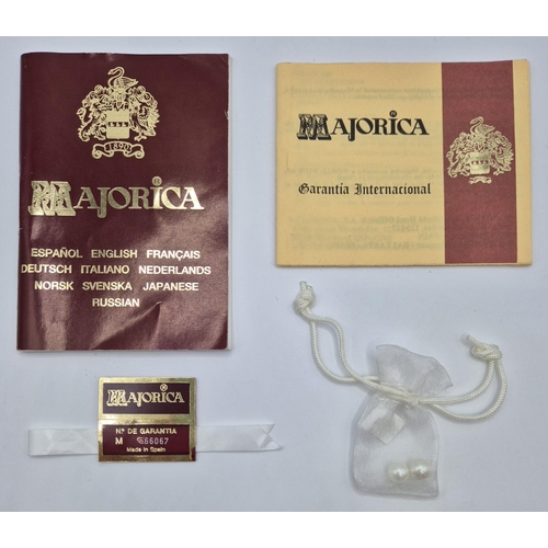 1705 - Majorica pearl necklace & earrings set, with 925 silver fixings. Complete with original packaging & ... 