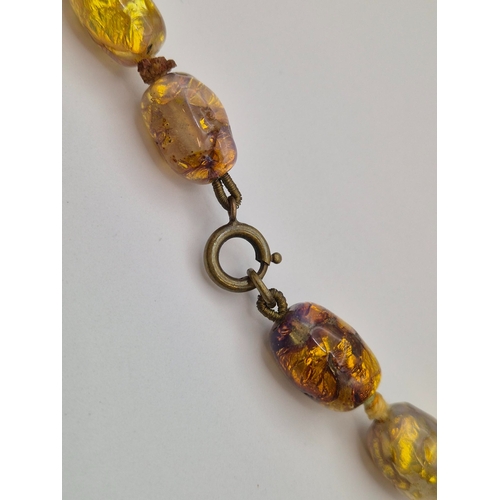 1715 - Venetian opalescent foil glass beaded necklace. Length approx. 41cm.