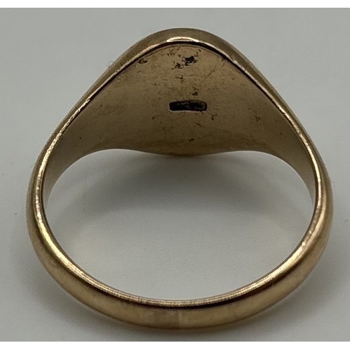 1729 - 9ct Rose Gold signet ring, size U, by Manton & Mole, Birmingham 1920. Weight approx. 6.8g.