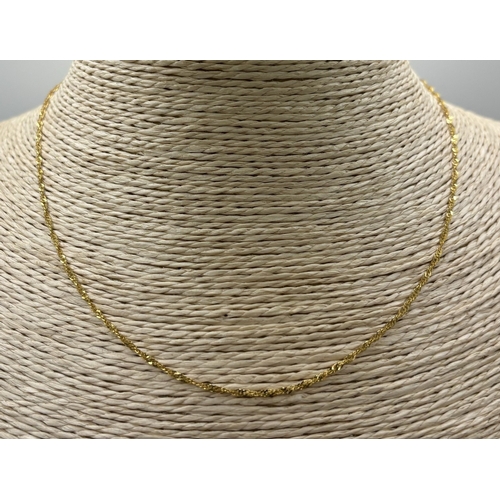 1732 - Italian 9ct gold twisted rope chain. Length approx. 16