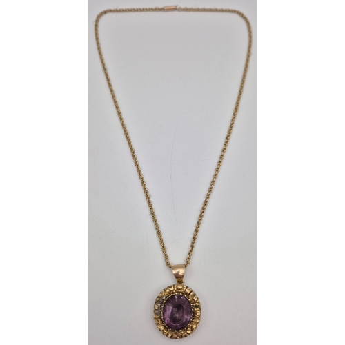 1734 - Vintage chain & pendant set. Chain & pendant surround 9ct gold (acid tested as) & bail 14/15ct (acid... 