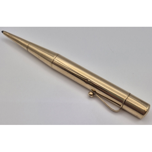 1735 - Baker's Point heavy 9ct gold hallmarked mechanical pencil. Birmingham 1922 by Barker Brothers. Total... 