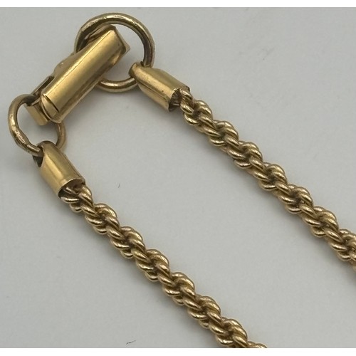 1751 - 14/15ct gold (acid tests as) twisted rope chain, with European clasp. Length approx. 16