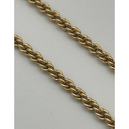 1751 - 14/15ct gold (acid tests as) twisted rope chain, with European clasp. Length approx. 16