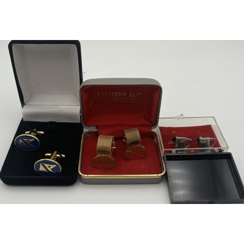 1754 - Ten pairs of boxed, vintage cufflinks.