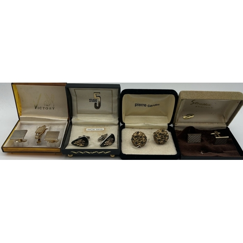 1754 - Ten pairs of boxed, vintage cufflinks.