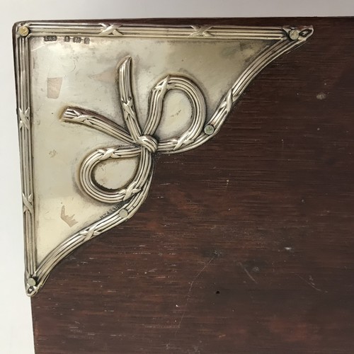 1757 - Edwardian jewellery box with hallmarked silver corner mounts. Birmingham 1904, by Levi & Salaman. Di... 