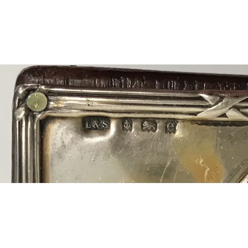 1757 - Edwardian jewellery box with hallmarked silver corner mounts. Birmingham 1904, by Levi & Salaman. Di... 