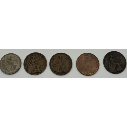 1762 - Selection of costume brooches (x10), Edwardian & later coins (x5), all held in a vintage jewellery b... 