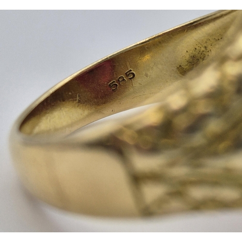 1767 - 14ct gold signet ring, with set ruby. Approx. size T. Combined weight approx. 10.2g.