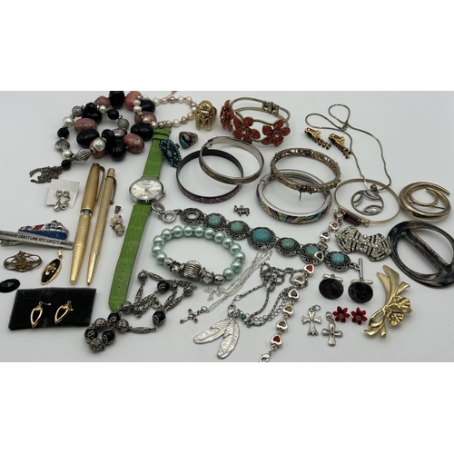 1769 - Collection of costume jewellery, together with an Emporio Armani watch & pen & pencil set. To includ... 