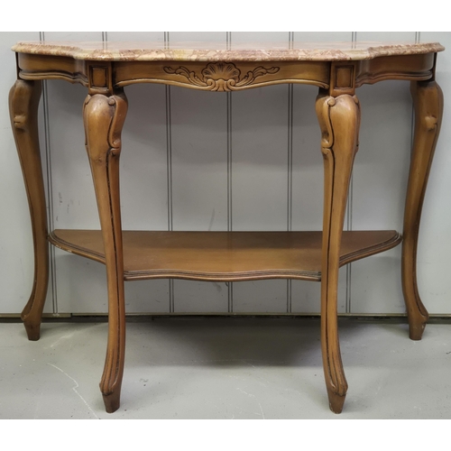 1235 - Vintage, marble-topped console table.  Dimensions(cm) H75, W101, D35.