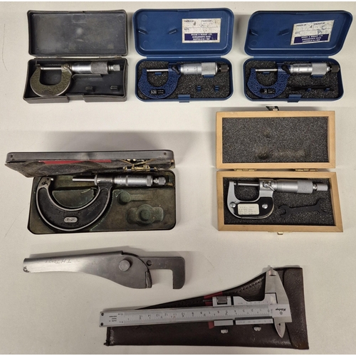 Collection of vintage engineer's tools. To include 5 boxed micrometers ...