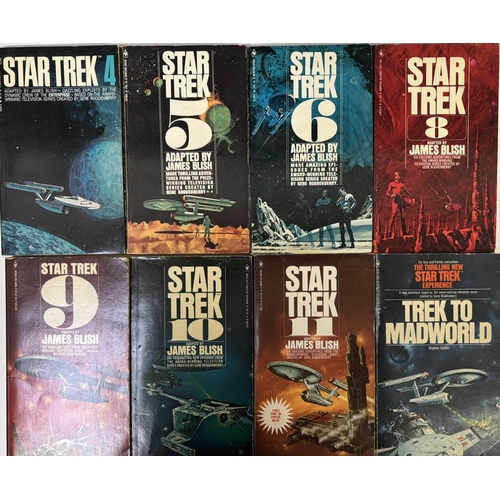 190 - Collection of 7 Star Trek paperback novels, by James Blish (Star Trek 4,5,6,8,9,10,11) & Trek To Mad... 