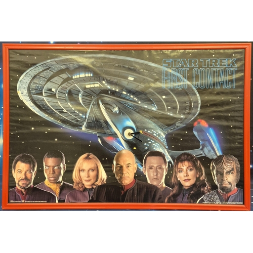 230 - Star Trek First Contact movie poster, framed & repurposed with an added clock mechanism. Framed dime... 