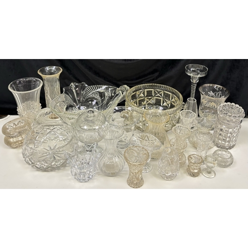 1675 - Large collection of vintage crystal & cut glass. To include bowls, vases, candleholders, etc.
